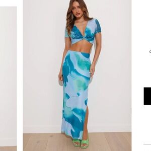 FESTIVAL ENERGY MESH MAXI SKIRT BLUE